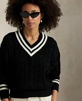 Polo Ralph Lauren Women's Aran-Knit Cotton Cricket Sweater