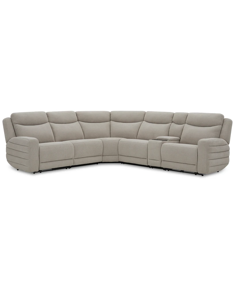 Kristyan -Pc. Fabric Sectional with 2 Power Recliners and Console