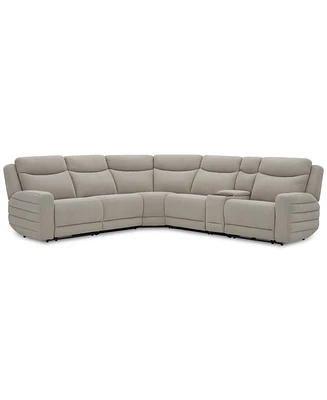Kristyan -Pc. Fabric Sectional with 2 Power Recliners and Console