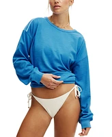 Cotton On Women's Long-Sleeve Ribbed Beach Top