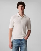 Calvin Klein Men's Smooth Cotton Waffle Polo Shirt