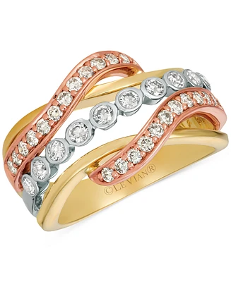 Le Vian Nude Diamond Multirow Crossover Ring (3/4 ct. t.w.) in 14k Tricolor Gold
