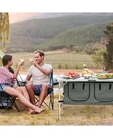 Gymax Folding Camping Table Aluminum Height Adjustable w/ Storage Organizer