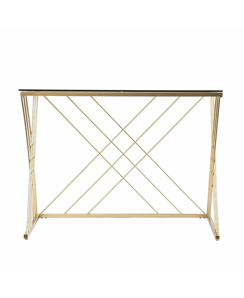 40" Clear and Gold Glass Writing Desk
