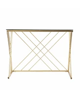 40" Clear and Gold Glass Writing Desk