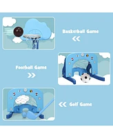 3-in-1 Kids Adjustable Basketball Hoop Set with Balls