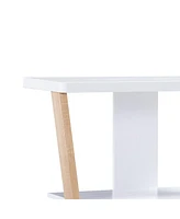 Modern Console Table with 3 Shelves & Slanted Legs for Stylish Storage For Living Room