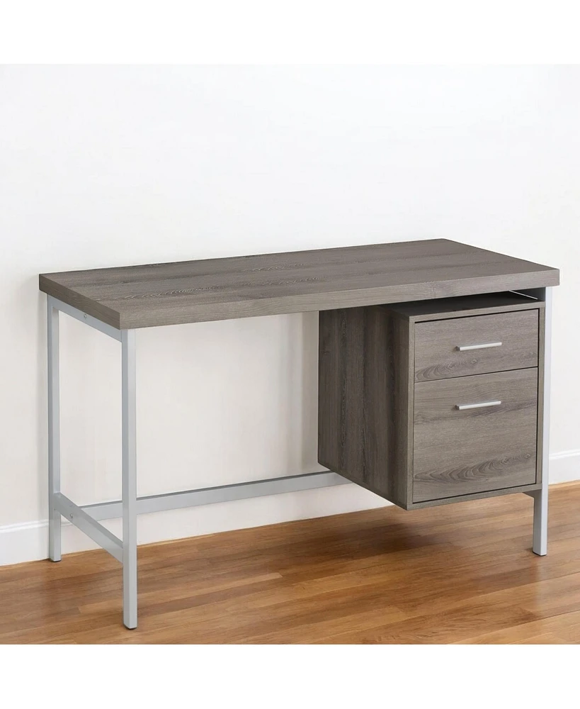 24" Grey and Black Computer Desk With Two Drawers