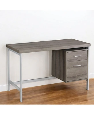 24" Grey and Black Computer Desk With Two Drawers