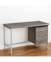 24" Grey and Black Computer Desk With Two Drawers