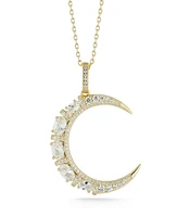 Rachel Zoe 14K Gold Plated Sterling Silver Pave Crescent Moon Pendant Necklace