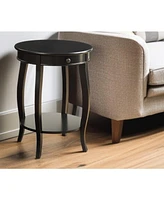Functional Solid Wood Round End Table with Drawer and Shelf for Storage