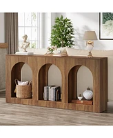 Tribesigns 70.9" Console Table with Storage, Wood Entryway Entry 3 Arched Shelves for Foyer, Hallway, Living Room, Behind Couch Sofa,