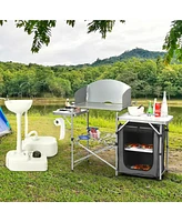 Gymax Folding Outdoor Camping Table Portable Bbq Grill Table w/ Storage Bag