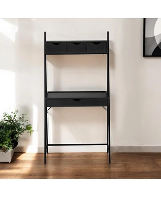 Contemporary Computer Desk with Four Drawers – Organized and Stylish Workstation