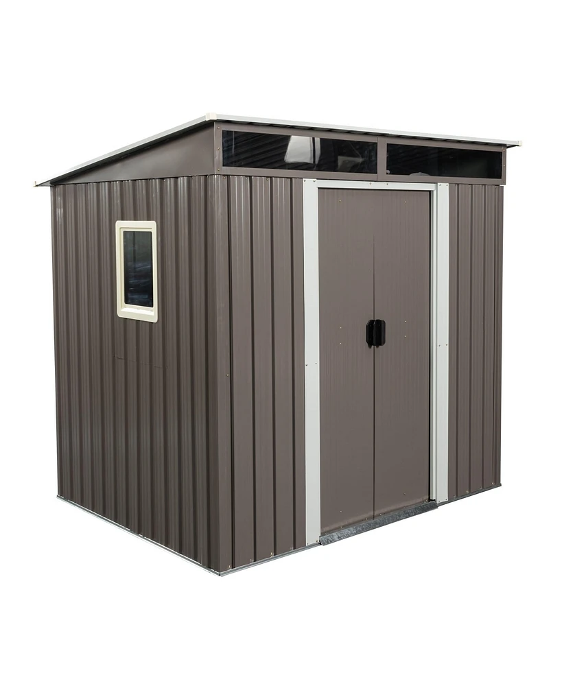 6 ft. x 5 ft. Metal Shed with Window Transparent Plate and Double Door