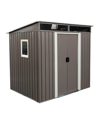 6 ft. x 5 ft. Metal Shed with Window Transparent Plate and Double Door