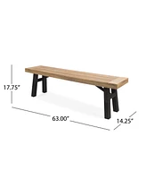 Gray Acacia Wood Outdoor Bench Weather Resistant Hardwood