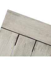 63 in. Sandblasted Light Gray Wood and Metal Outdoor Patio Bench