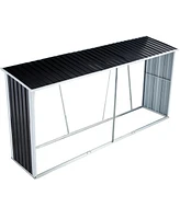 10.8 ft. W x 2.5 ft. D Dark Gray Metal Log Storage Shed with Roof