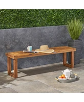 60 inches Natural Acacia Wood Outdoor Bench with Slat Panel Design, Versatile Use for Dining or Relaxation
