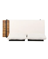 2-Seater Sofa with Iron Frame and Acacia Wood Accents