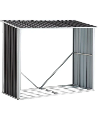 6 ft. W x 3 ft. D Steel Log Storage Shed, Firewood Rack, for Backyard Garden Patio Porch