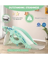 4-in-1 Kids Slide Rocking Horse with Basketball and Ring Toss