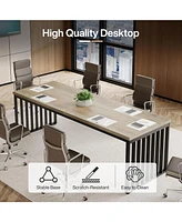 Tribesigns 6.5 ft Conference Table with Metal Legs for 4-6, Long Meeting Negotiation Training Seminar