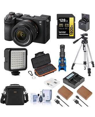 Sony Alpha a7C Ii Mirrorless Camera with Fe 28-60mm f/4-5.6 Lens, Black, Bundle with 2x Np-FZ100 Battery, 128GB Memory Card and Shotgun Microphone