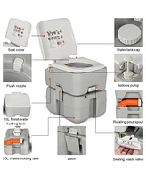 Gymax 5.3 Gallon Portable Travel Toilet Outdoor Camping Toilet w/ Piston Pump Flush