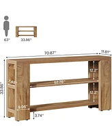Tribesigns 70.9-Inch Extra Long Console Table with Storage, Narrow Wooden Sofa Table Behind The Couch, Farmhouse 3-Tier Entry Foyer Table for Entryway