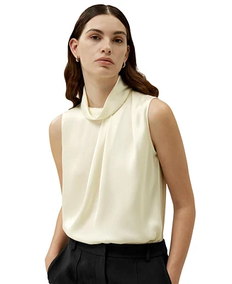 Lilysilk Women's Asymmetrical Sleeveless Cowl Neck Top