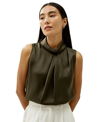 Lilysilk Women's Asymmetrical Sleeveless Cowl Neck Top
