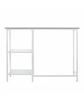 42" Clear and White Glass Writing Desk