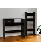 32" Black Computer Desk Desk and Bookshelf Set