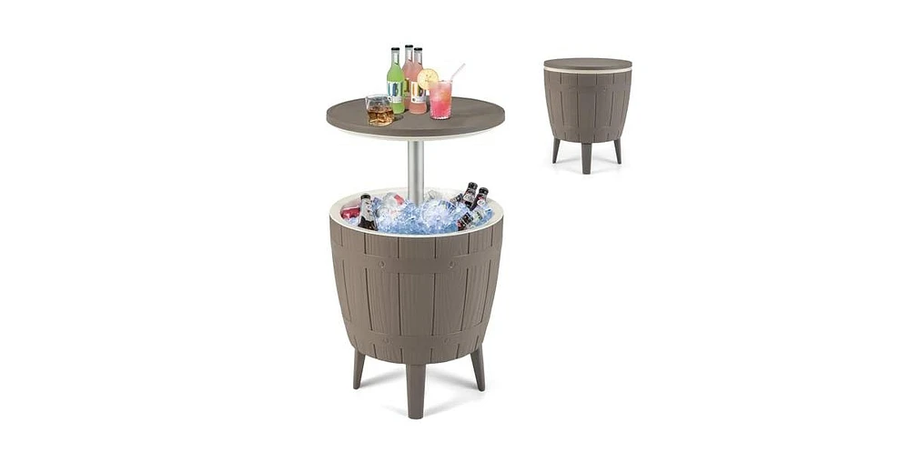 10 Gallon Cooler Bar Table Outdoor Coffee Table Ice Bucket with Telescopic Tabletop for Beer and Wine