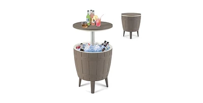 10 Gallon Cooler Bar Table Outdoor Coffee Table Ice Bucket with Telescopic Tabletop for Beer and Wine