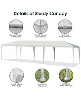 10 x 30 Feet Gazebo Canopy Tent with Connection Stakes and Wind Ropes