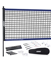 Recreational Badminton Complete Set with Portable Badminton Net, 4 Badminton Rackets, 3 Shuttlecocks & Carrying Bag