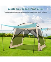 10 x 10 Feet Screened Canopy Tent w/ Vestibule and Zippered Door