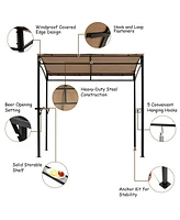 7 Feet Grill Gazebo with Serving Shelf and Storage Hooks