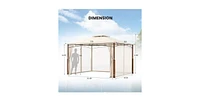 12 x 10 Feet Outdoor Patio Gazebo with Netting and 2-Tier Canopy Roof