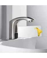 Automatic Sensor Touchless Bathroom Sink Faucet With Deck Plate & Pop Up Drain Polished Chrome