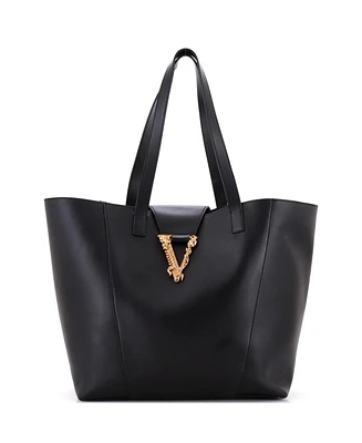 Pre-Owned Versace Medium Virtus Open Shopping Tote Leather