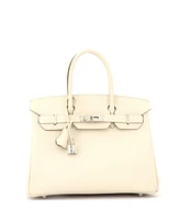 Pre-Owned Hermes Birkin 30 Handbag Light Epsom with Palladium Hardware