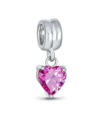 Bling Jewelry Valentines Love Heart Dangle Charm Bead Sterling Silver Bracelet