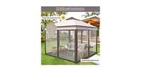 11 x Feet 2-Tier Pop-Up Gazebo Tent Portable Canopy Shelter Carry Bag Mesh
