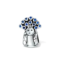 Bling Jewelry Peacock Charm Bead Royal Blue Cz Sterling Silver for European Bracelet