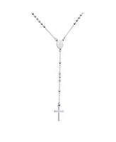 Bling Jewelry Religious Christian Virgin Mary and Cross Rosary Chain Drop Necklace Silver Tone